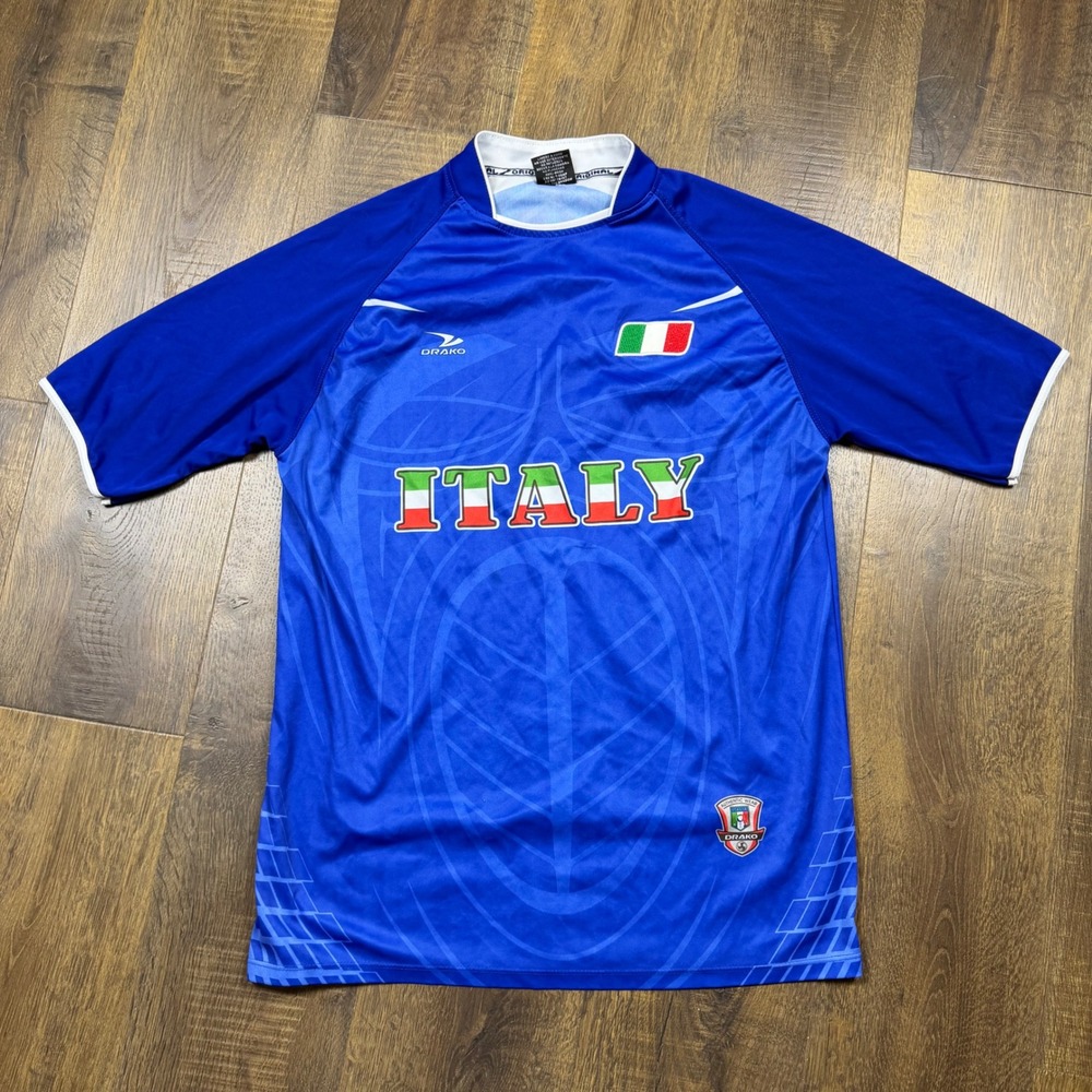Y2K Drako Italy Italia Soccer Jersey Mens S/M Blue Azzurri Football
